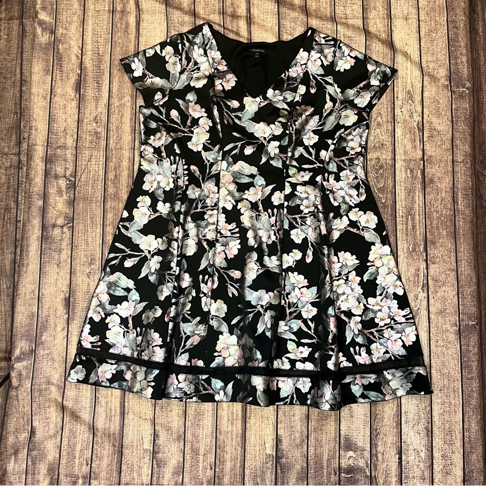 Lane Bryant Floral Fit & Flare Dress 18/20 Black Blossom Occasion